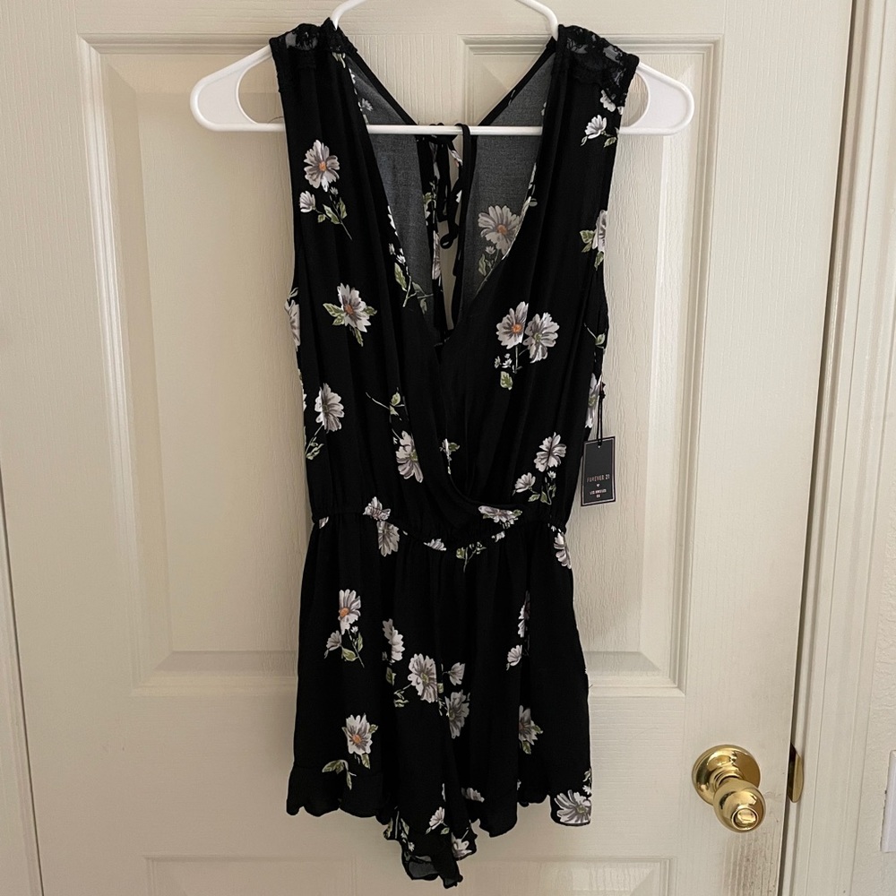 Forever 21 Black Floral Romper - BNWT